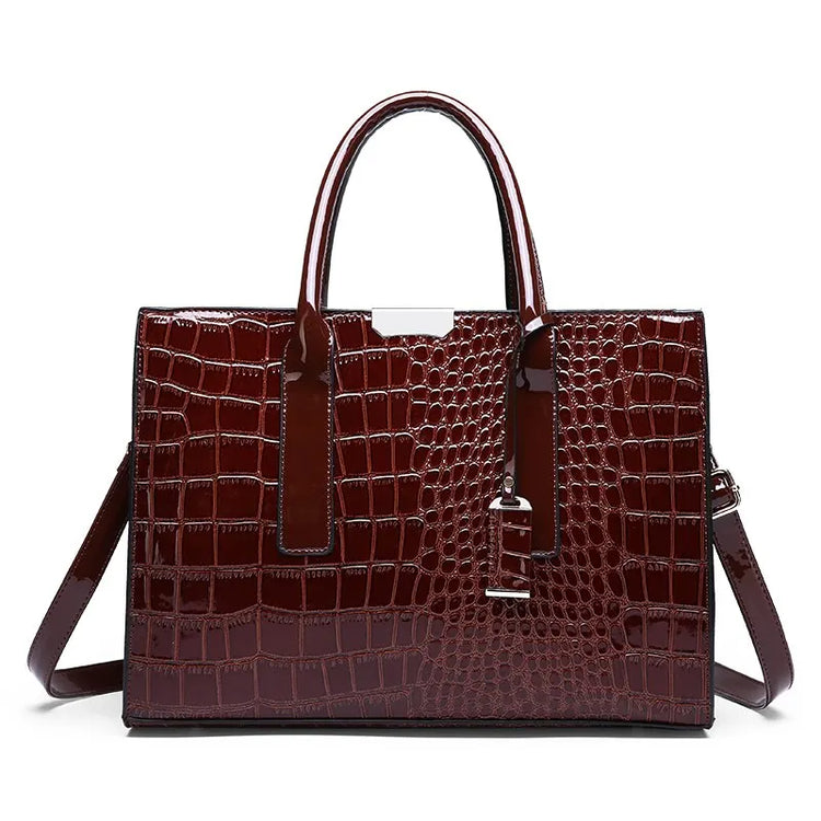 Crocodile Print Tote Crossbody Handbag Office Work Travel Bag Large Capacity-Keep Melbourne Marvellous Official Store