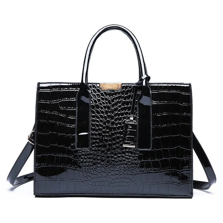 Crocodile Print Tote Crossbody Handbag Office Work Travel Bag Large Capacity-Keep Melbourne Marvellous Official Store