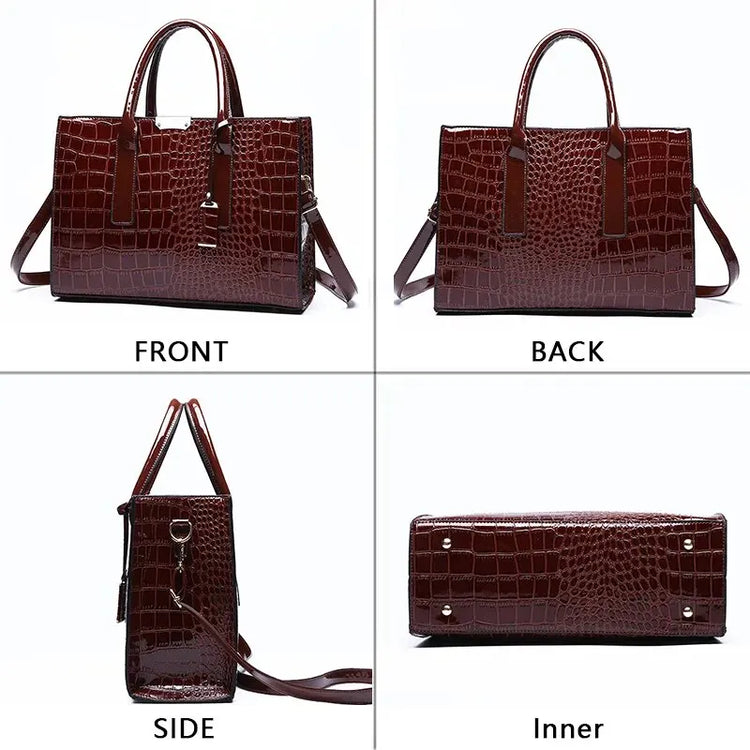 Crocodile Print Tote Crossbody Handbag Office Work Travel Bag Large Capacity-Keep Melbourne Marvellous Official Store