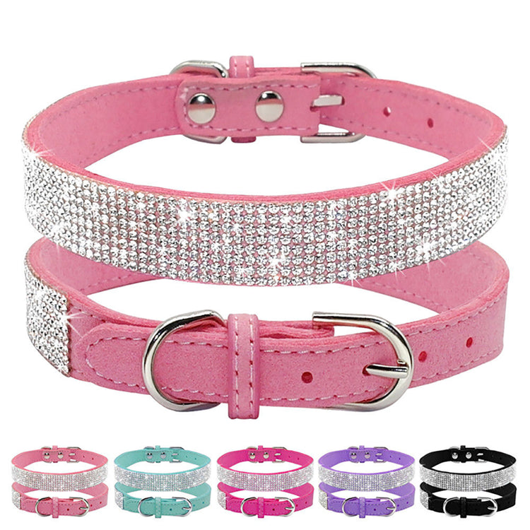 Dog Collar With Studded Diamonds Gangsta Bling Comfy Suede Fibre Small Medium Cats-Keep Melbourne Marvellous Official Store