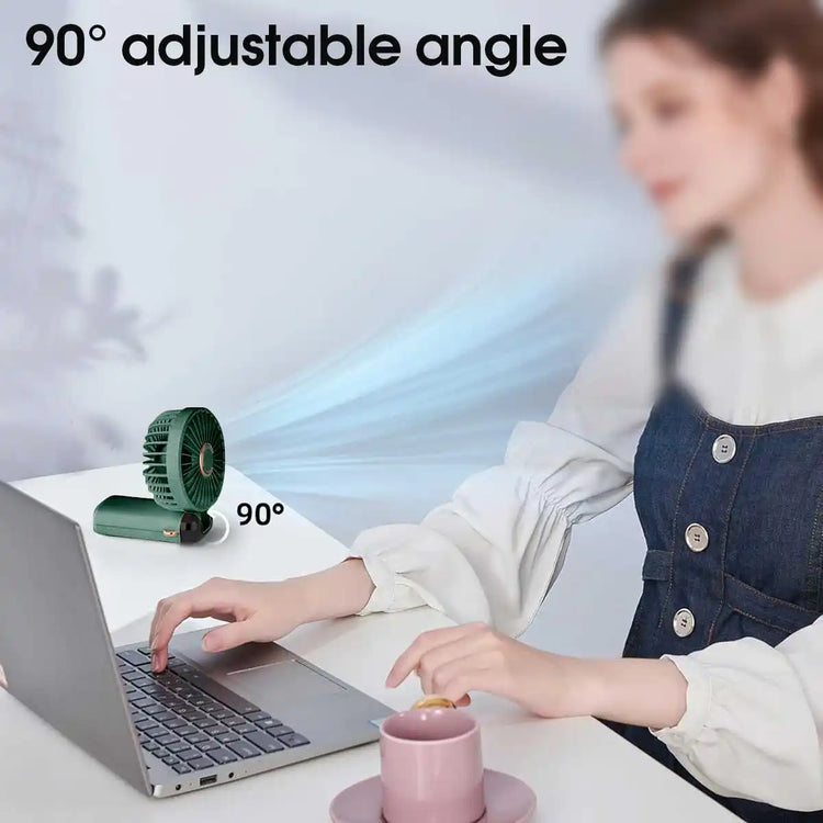 Handheld Mini Fan & Desk Phone Stand Portable Neck Hanging 5-Speed 1800mAh USB Rechargeable