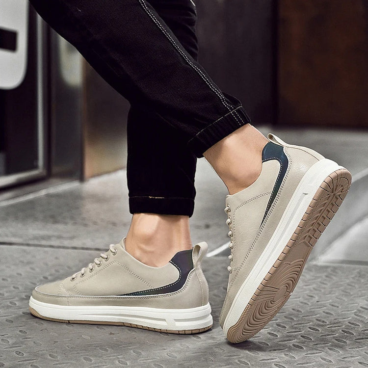 Height-Boosting 6cm Elevator Platform Shoes Genuine Cow Leather Sneakers Heightening Make You Tall