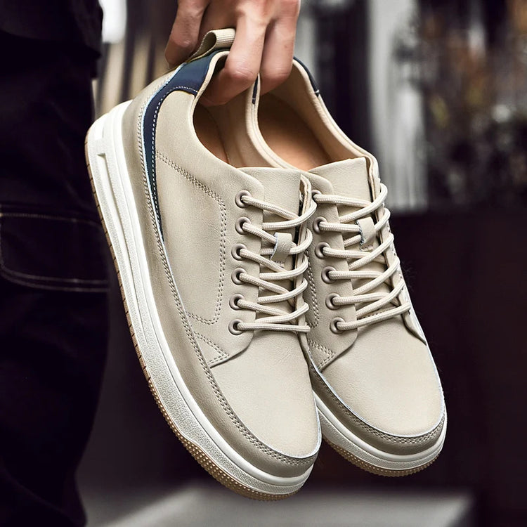 Height-Boosting 6cm Elevator Platform Shoes Genuine Cow Leather Sneakers Heightening Make You Tall