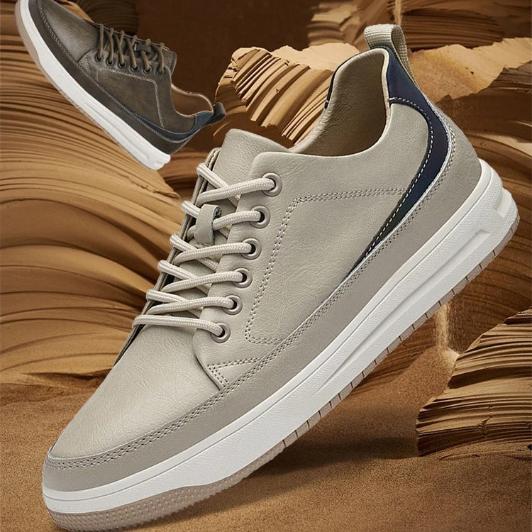 Height-Boosting 6cm Elevator Platform Shoes Genuine Cow Leather Sneakers Heightening Make You Tall