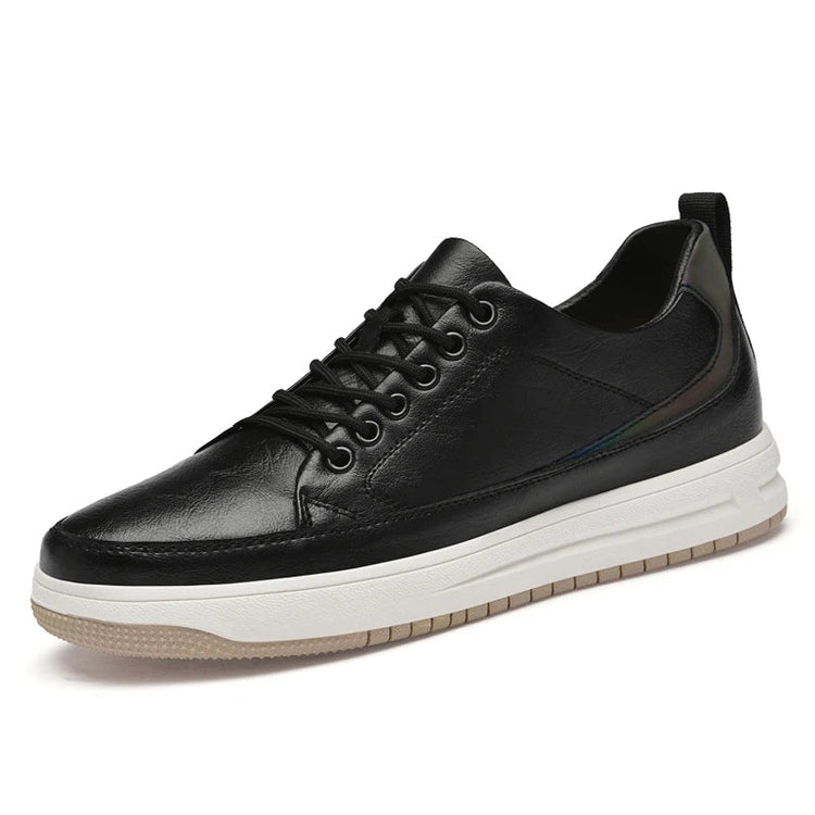 Height-Boosting 6cm Elevator Platform Shoes Genuine Cow Leather Sneakers Heightening Make You Tall