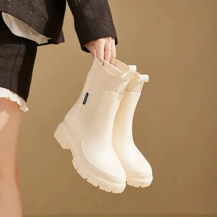 Chelsea Boots Pull-Up Boots Mid-Calf Booties With Chunky Heels Women's-Keep Melbourne Marvellous Official Store