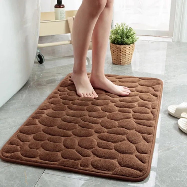 Non Slip Bath Mat Cobblestone Memory Foam Luxurious Shower Floor Rug