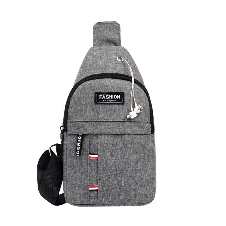 Waterproof Shoulder Sling Fanny Backpack Adjustable Strap Anti-Theft Headphone Slot