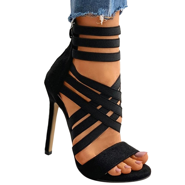 Peep Toe Pump Strappy High Heels Gladiator Shoes-Keep Melbourne Marvellous Official Store