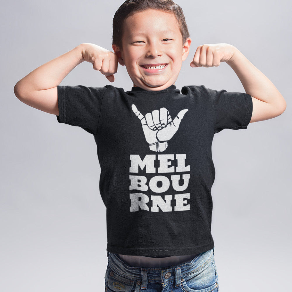 Kids T-shirt "Melbourne Shaka" Rock On Funny Hand Sign-Keep Melbourne Marvellous Official Store