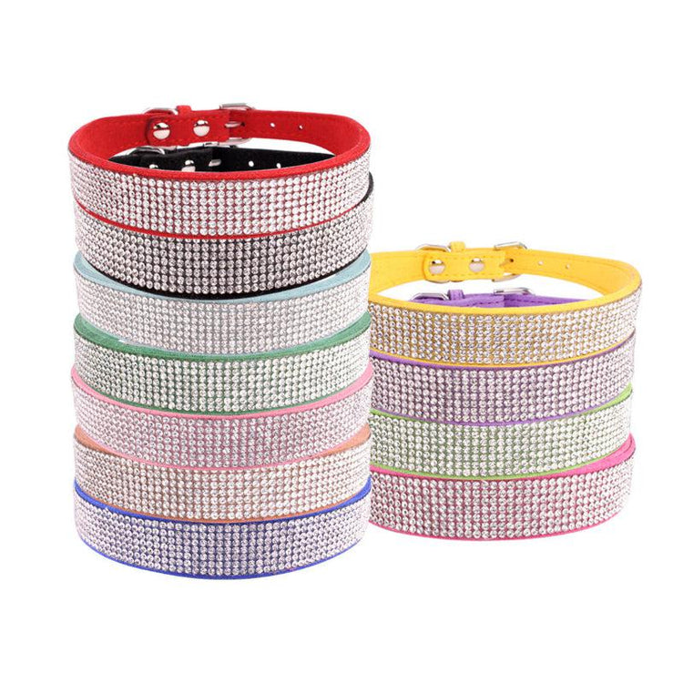 Dog Collar With Studded Diamonds Gangsta Bling Comfy Suede Fibre Small Medium Cats-Keep Melbourne Marvellous Official Store