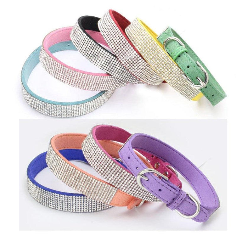Dog Collar With Studded Diamonds Gangsta Bling Comfy Suede Fibre Small Medium Cats-Keep Melbourne Marvellous Official Store