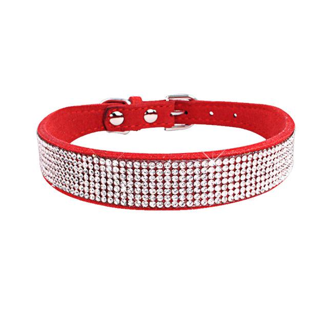 Dog Collar With Studded Diamonds Gangsta Bling Comfy Suede Fibre Small Medium Cats-Keep Melbourne Marvellous Official Store