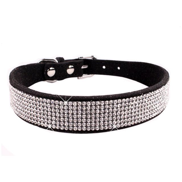 Dog Collar With Studded Diamonds Gangsta Bling Comfy Suede Fibre Small Medium Cats-Keep Melbourne Marvellous Official Store