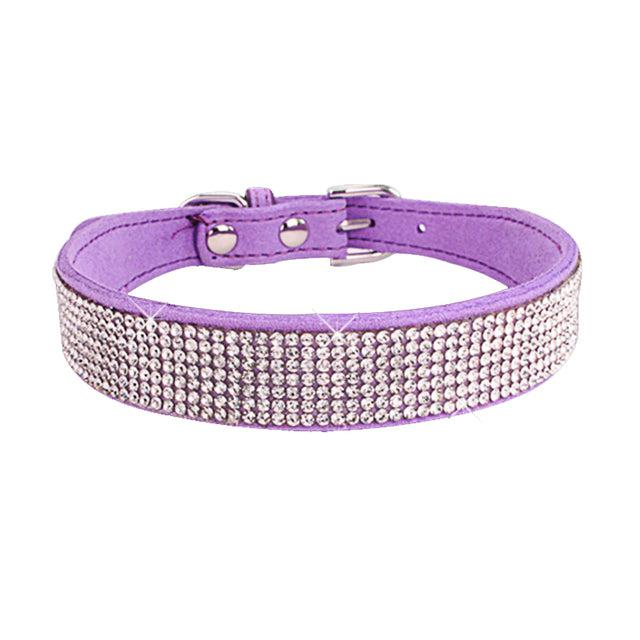 Dog Collar With Studded Diamonds Gangsta Bling Comfy Suede Fibre Small Medium Cats-Keep Melbourne Marvellous Official Store