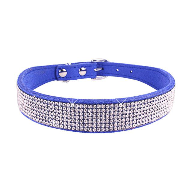 Dog Collar With Studded Diamonds Gangsta Bling Comfy Suede Fibre Small Medium Cats-Keep Melbourne Marvellous Official Store