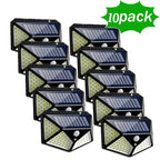 10-pack of solar-powered outdoor lights on a white background