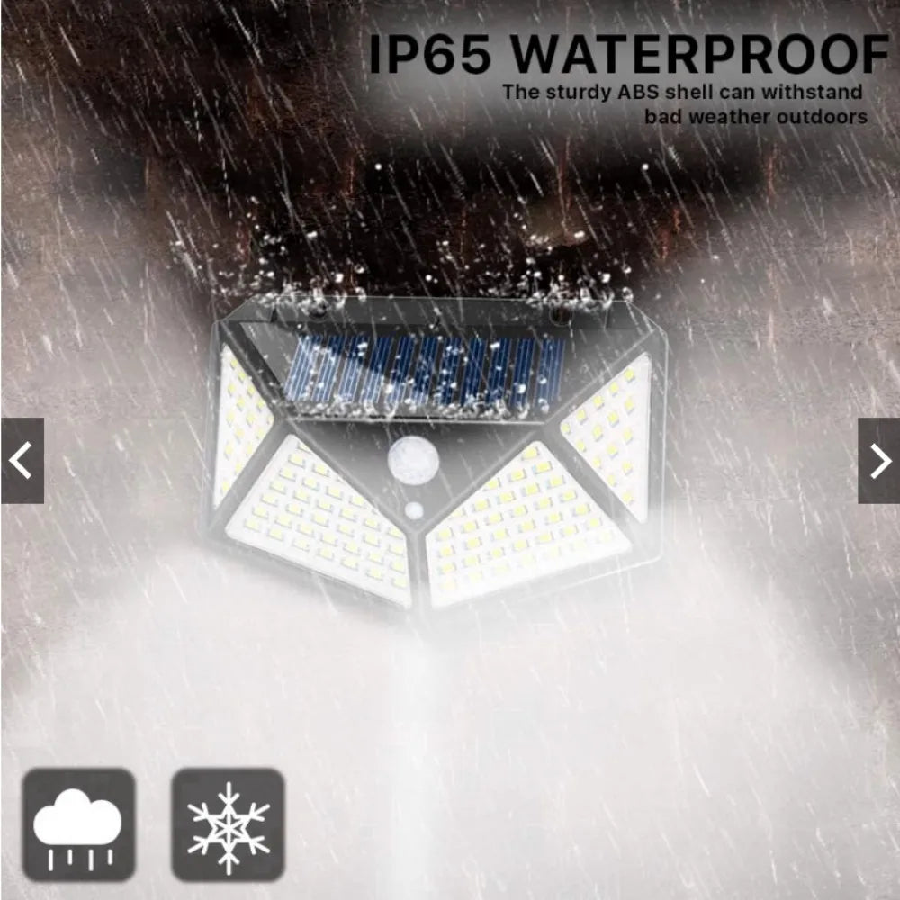 Waterproof outdoor light with rain simulation on a gray background