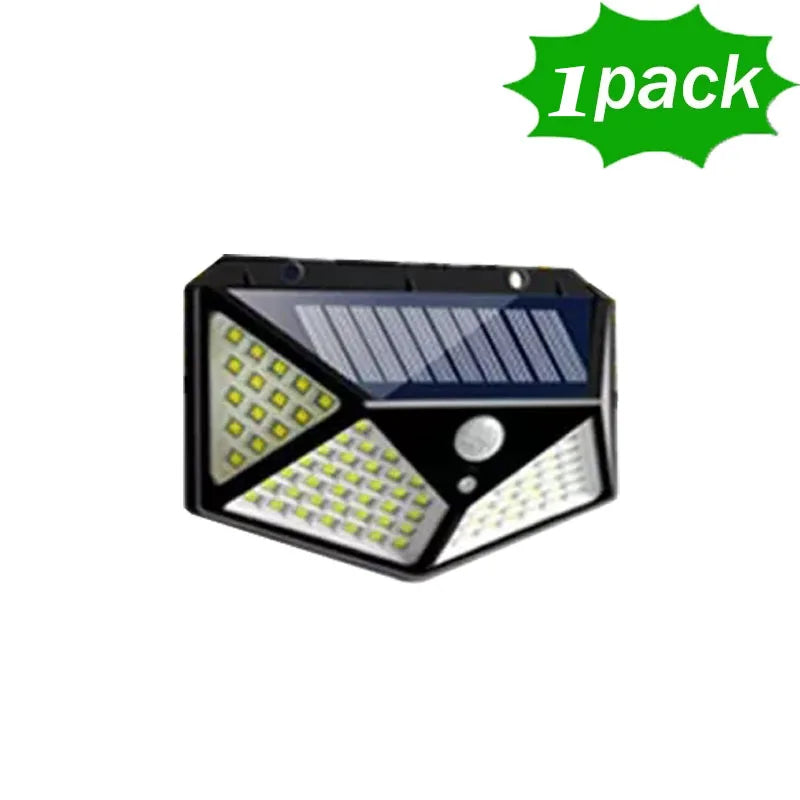 Solar-powered outdoor light with motion sensor on a white background, labeled '1 pack'.