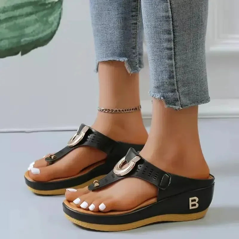 Summer Sandals Open-Toe Roman Platform Wedges Beach Shoes Slides