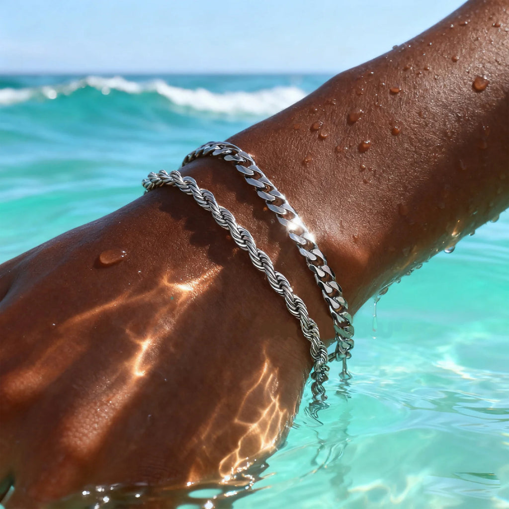 Men's Cuban Chain Bracelets 2pcs Set