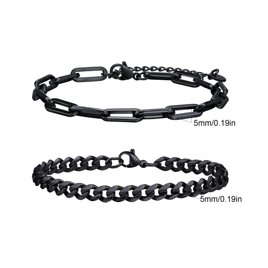 Men's Cuban Chain Bracelets 2pcs Set