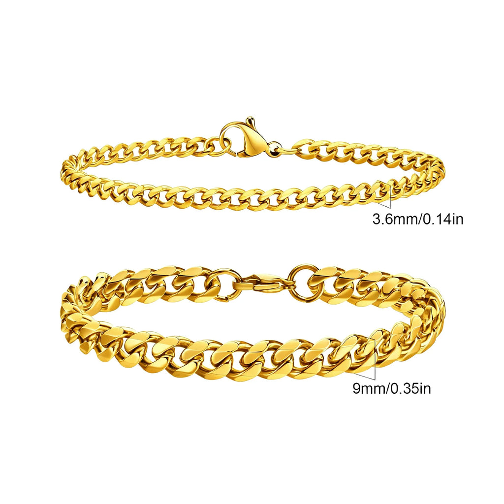 Men's Cuban Chain Bracelets 2pcs Set