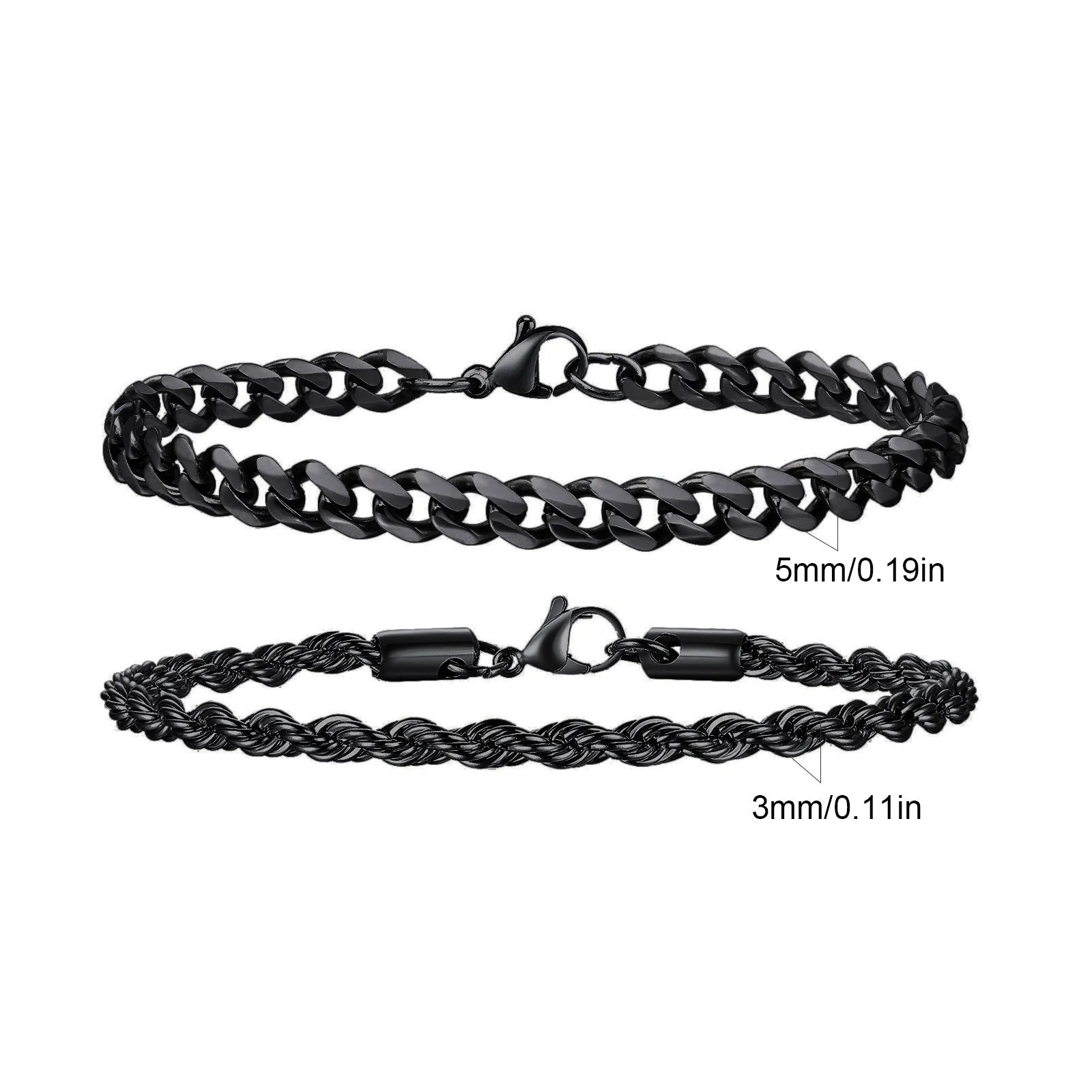 2pcs Men's Cuban Chain Bracelets