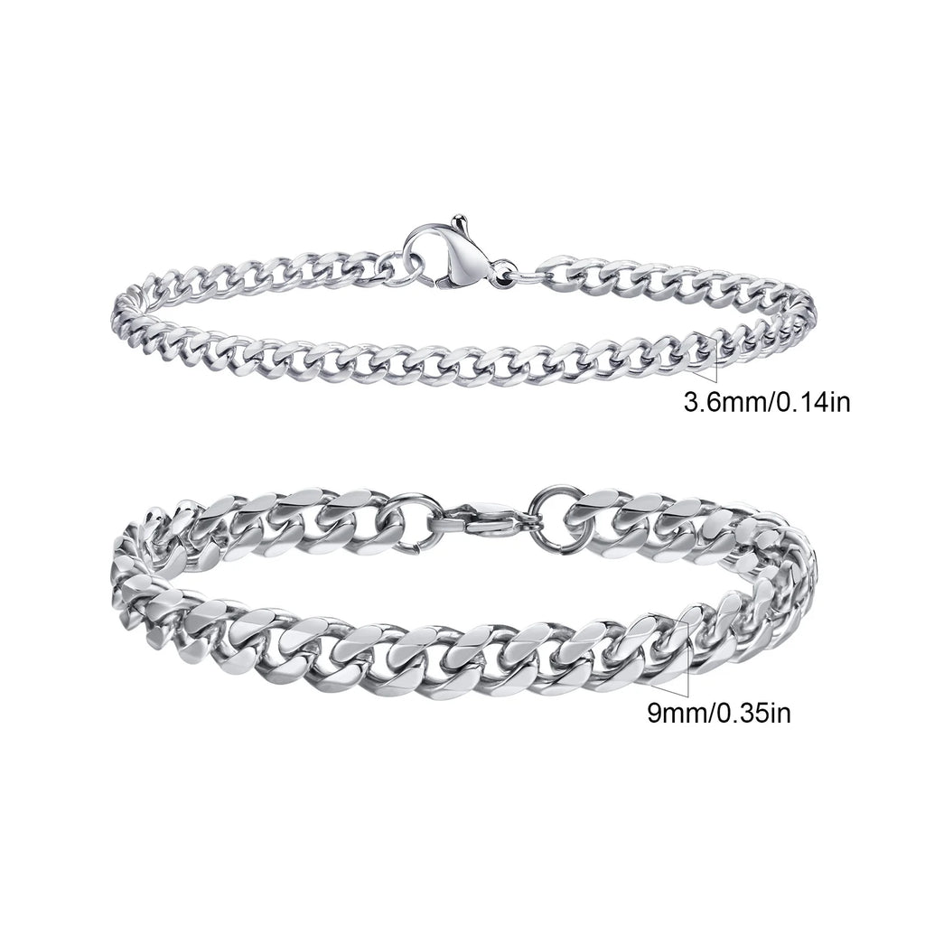 Men's Cuban Chain Bracelets 2pcs Set