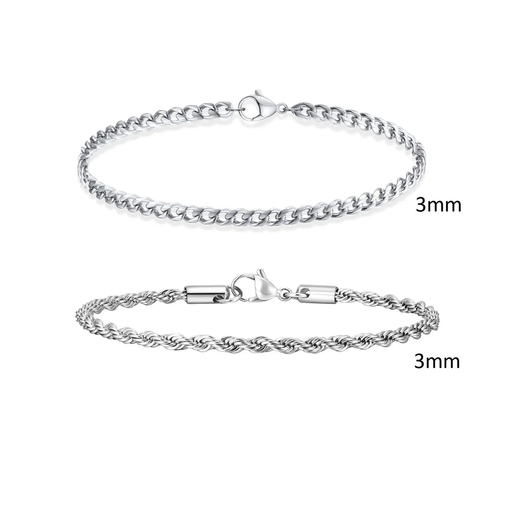Men's Cuban Chain Bracelets 2pcs Set