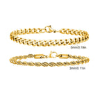 Men's Cuban Chain Bracelets 2pcs Set