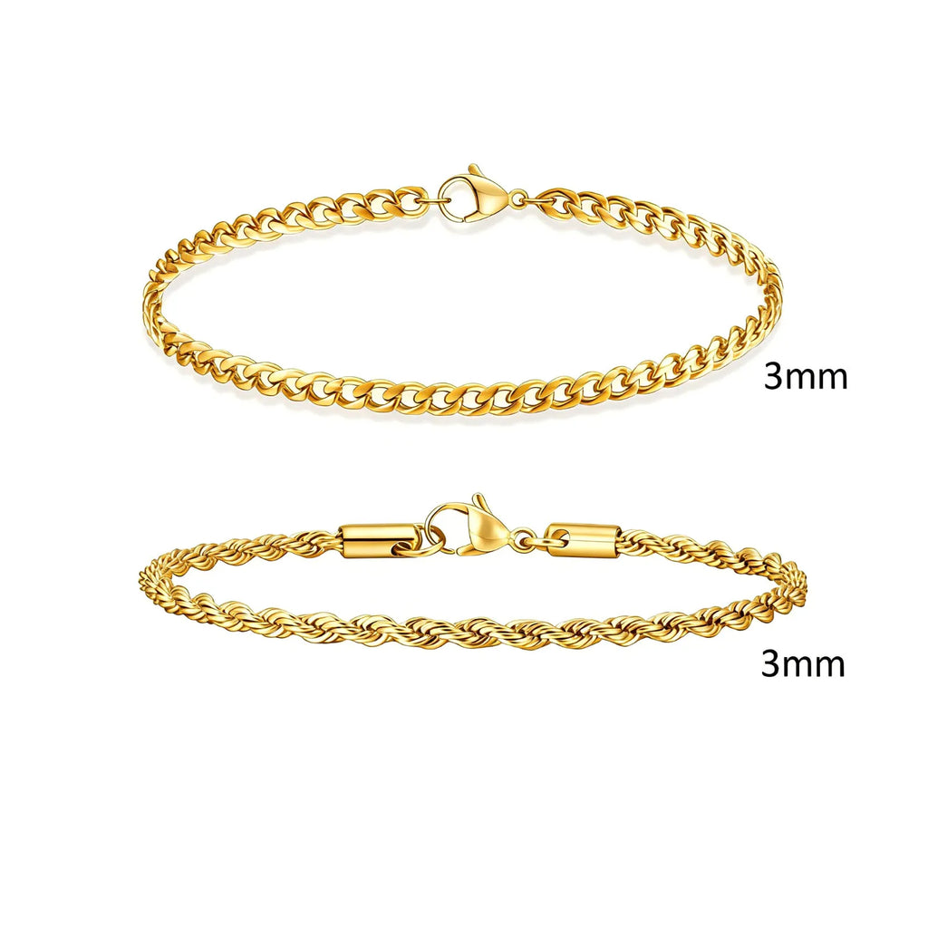 Men's Cuban Chain Bracelets 2pcs Set