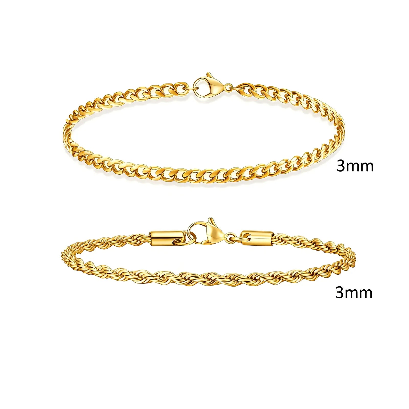 2pcs Men's Cuban Chain Bracelets