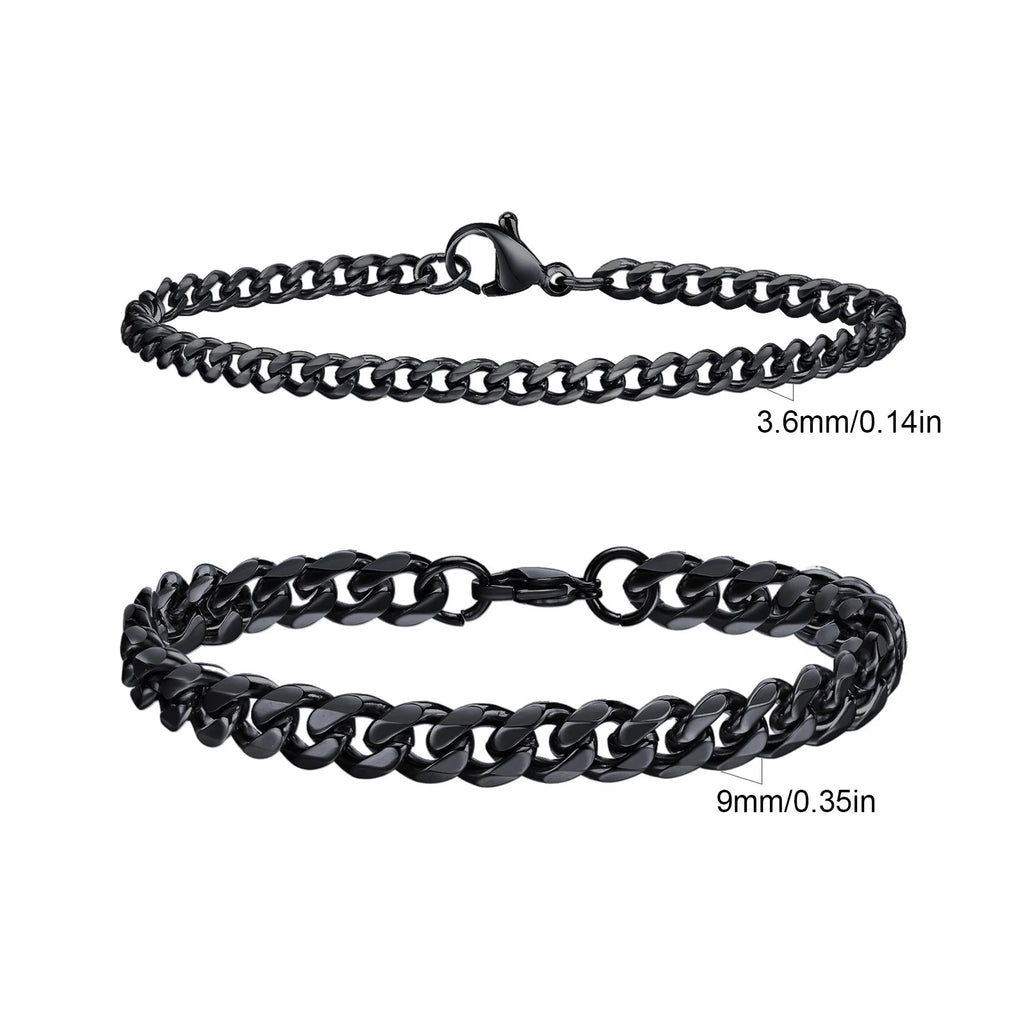 Men's Cuban Chain Bracelets 2pcs Set
