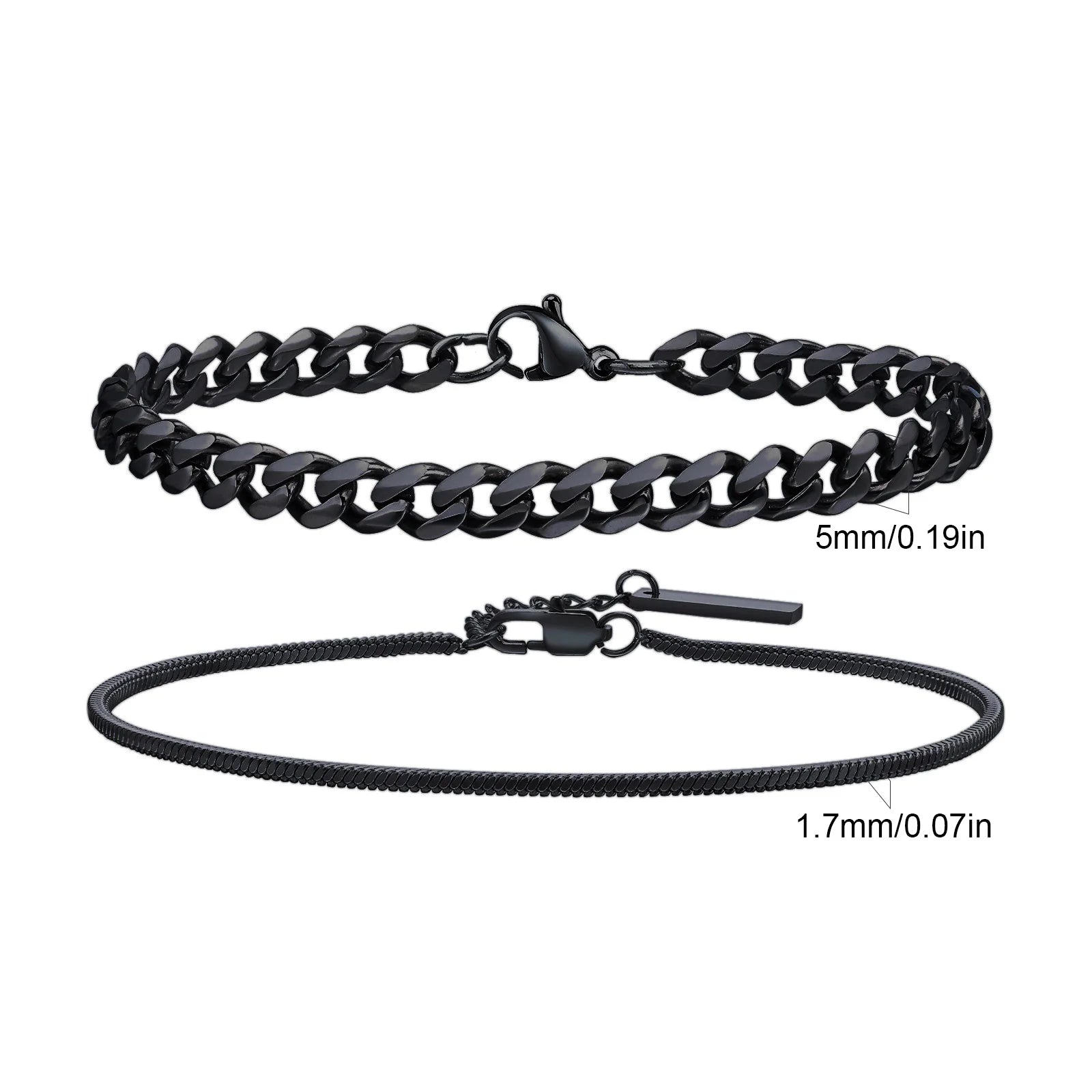 2pcs Men's Cuban Chain Bracelets