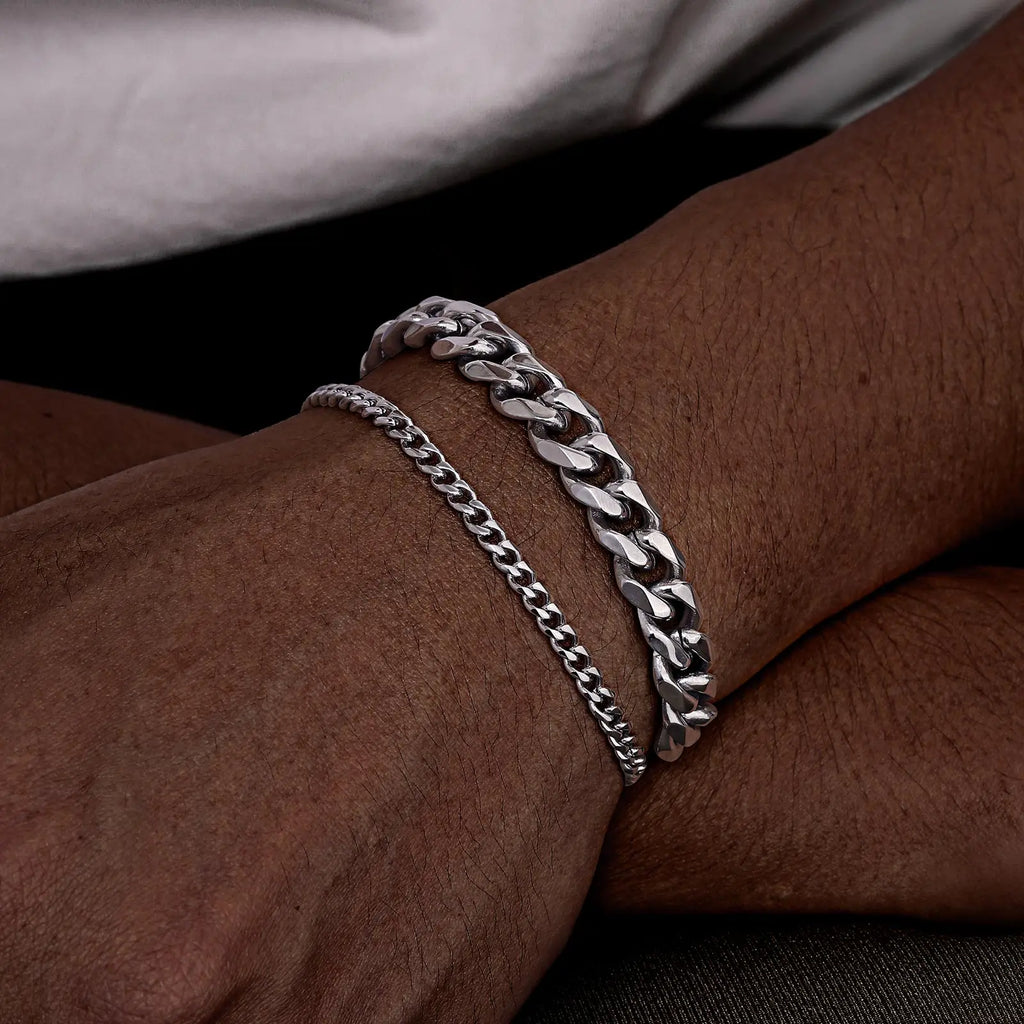 Men's Cuban Chain Bracelets 2pcs Set