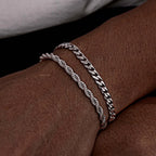 Men's Cuban Chain Bracelets 2pcs Set