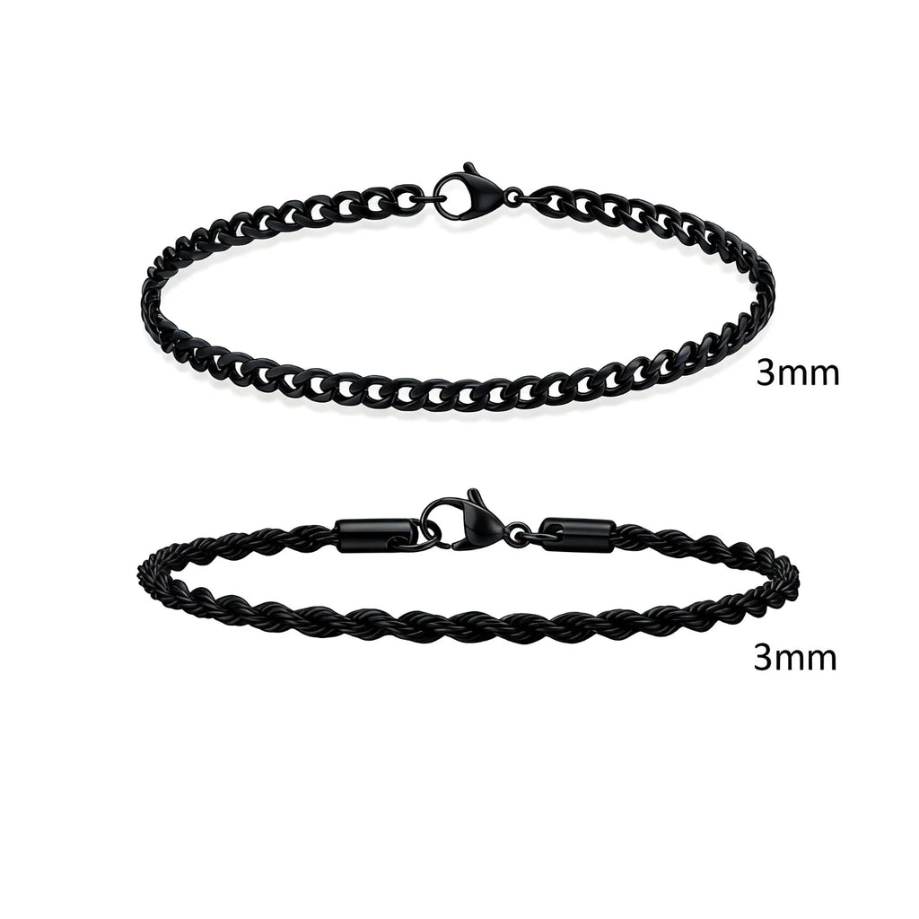 Men's Cuban Chain Bracelets 2pcs Set