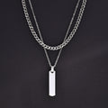 2pcs Vertical Layer Necklaces Stainless Steel Cuban Chain