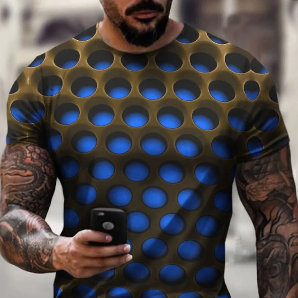 Summer T-shirt 3D Holes Printed Funky Optical Illusion Funny Plus Sizes