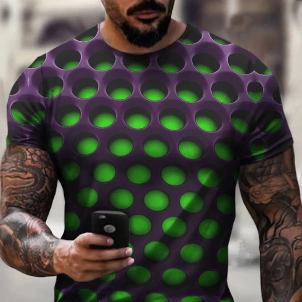 Summer T-shirt 3D Holes Printed Funky Optical Illusion Funny Plus Sizes