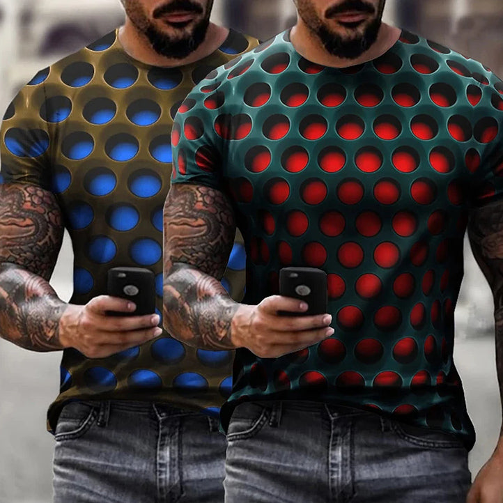 Summer T-shirt 3D Holes Printed Funky Optical Illusion Funny Plus Sizes