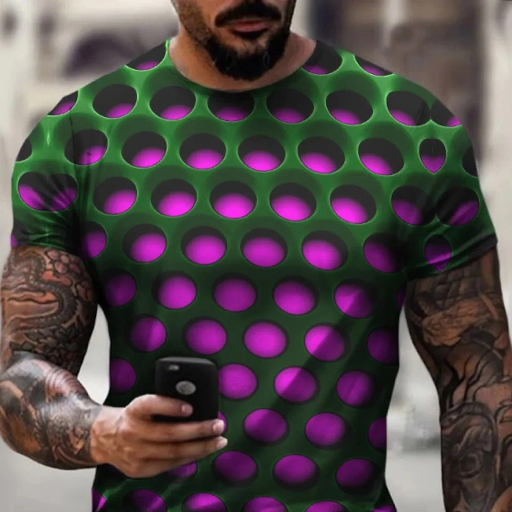 Summer T-shirt 3D Holes Printed Funky Optical Illusion Funny Plus Sizes