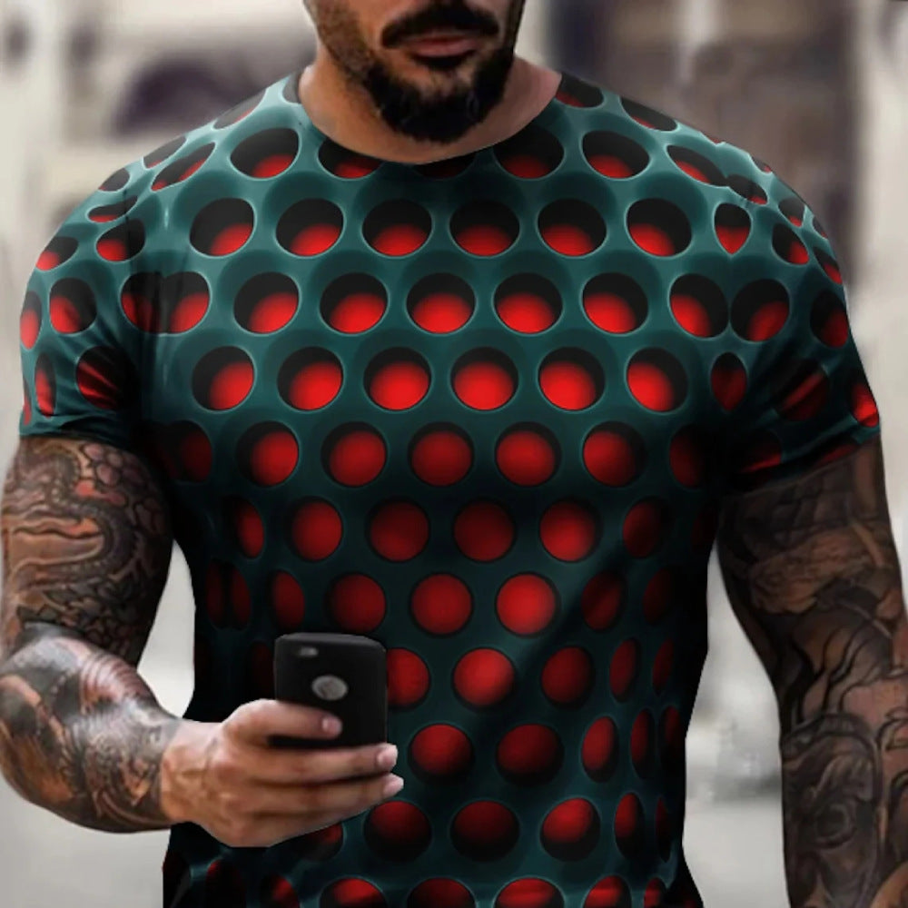 Summer T-shirt 3D Holes Printed Funky Optical Illusion Funny Plus Sizes