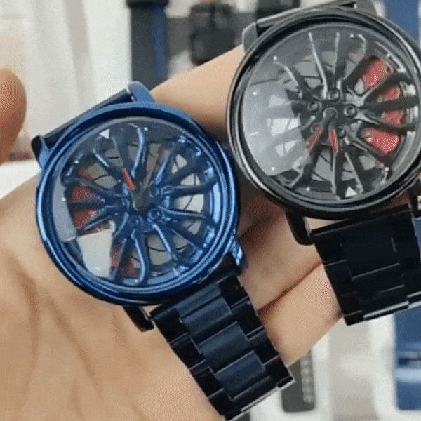 3D Spinning Wheel Rim Watch - Automotive Racing Car Hub Watch