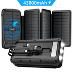 Solar Power Battery Bank Outdoors Phone Fast Charger 43800mAh Off Grid Charging