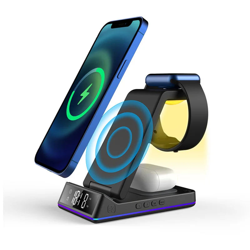 5-in-1 Wireless Charger Charging Dock Phone Stand for Watch Earbuds 15W for iPhone or Samsung
