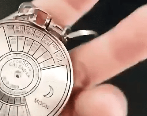 50 Years Keyring Silver Alloy Keychain Perpetual Calendar Zodiac Keyfob Jewelry
