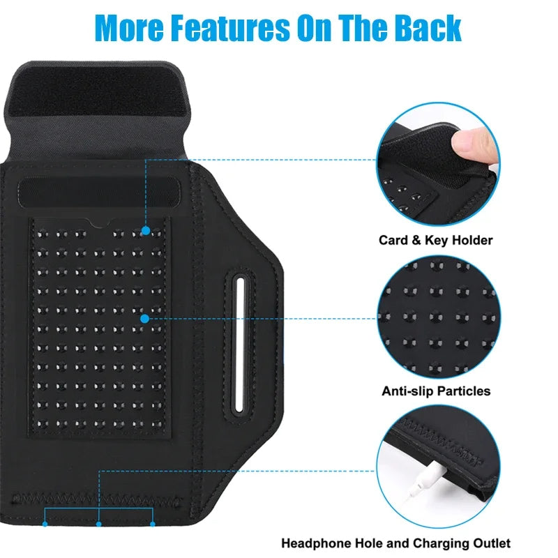 Fitness Armband Phone Holder Secure Zipper Pocket Running Cycling Sports For iPhone 14 13 12 11 Pro Max XR Samsung S22 S23 Ultra
