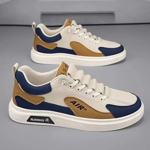 AIR Leather Slip On Sneakers Comfort Runners With Elastic Laces